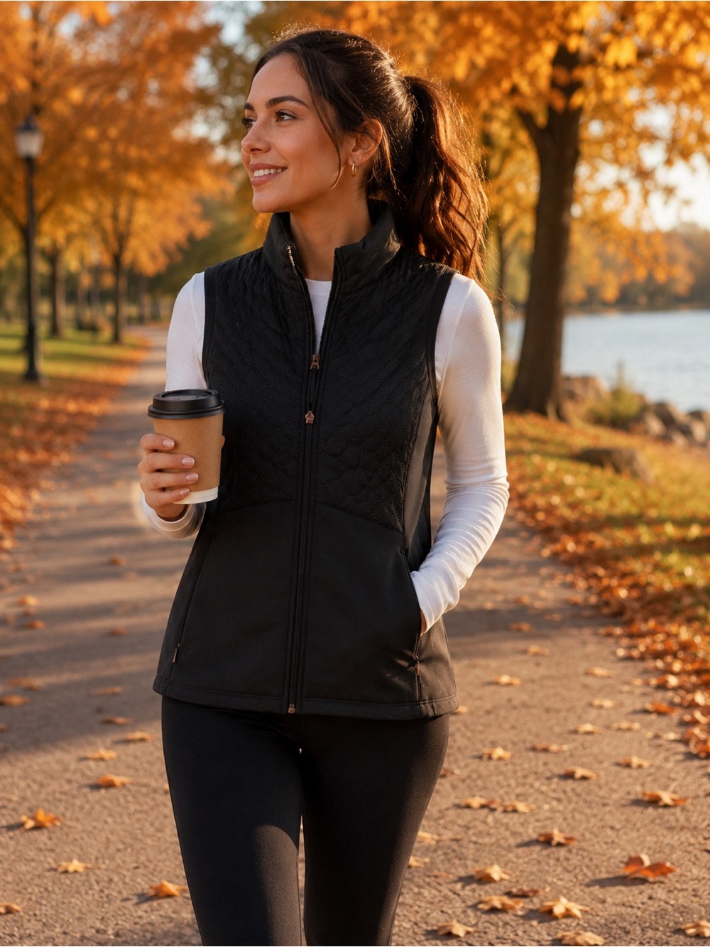 CALIA by Carrie Underwood Black Quilted Vest